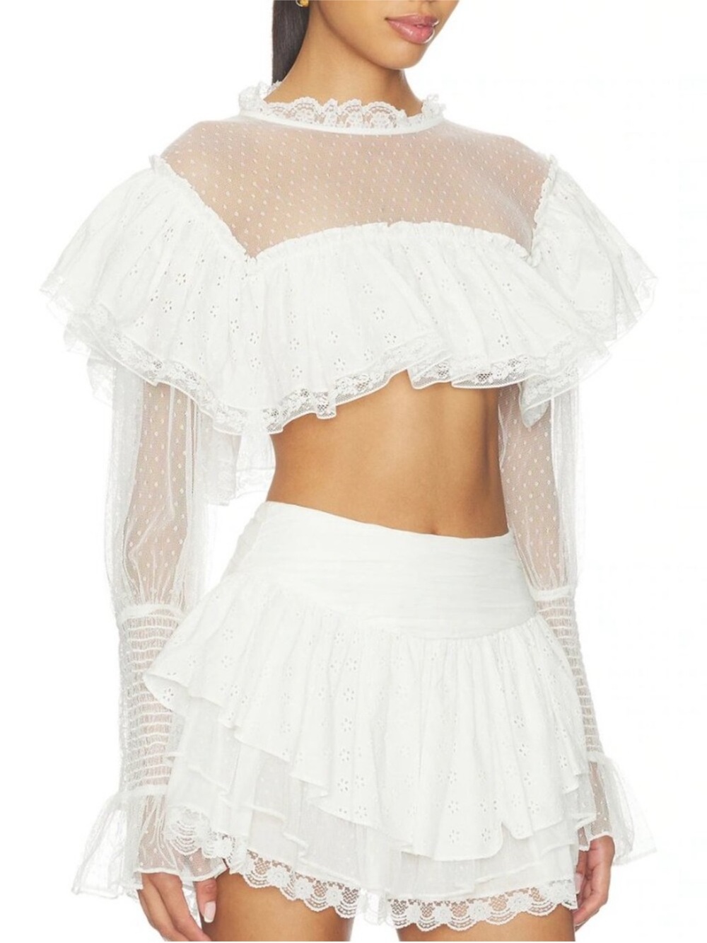 NEW $219 FOR LOVE AND LEMONS BECKET CROP TOP IN WHITE SIZE S